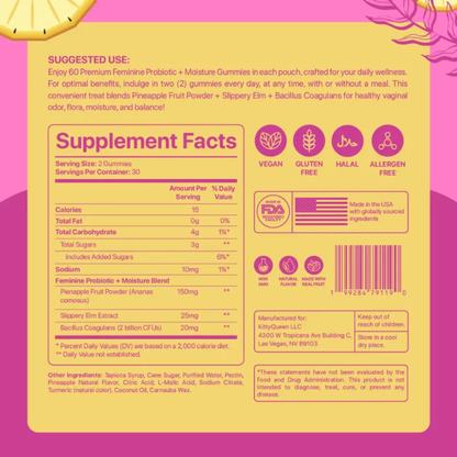 Kitty Gumm Feminine Probiotic/30 Gummies Pineapple Flavor